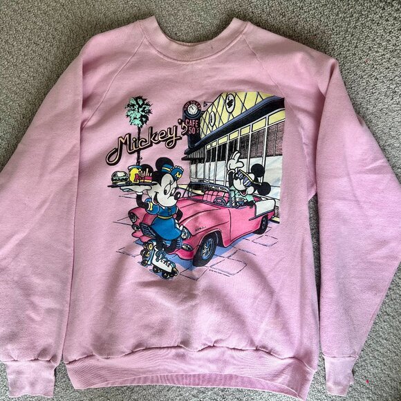 Vintage 90s Disney Mickey’s Cafe Sweatshirt - Picture 1 of 3
